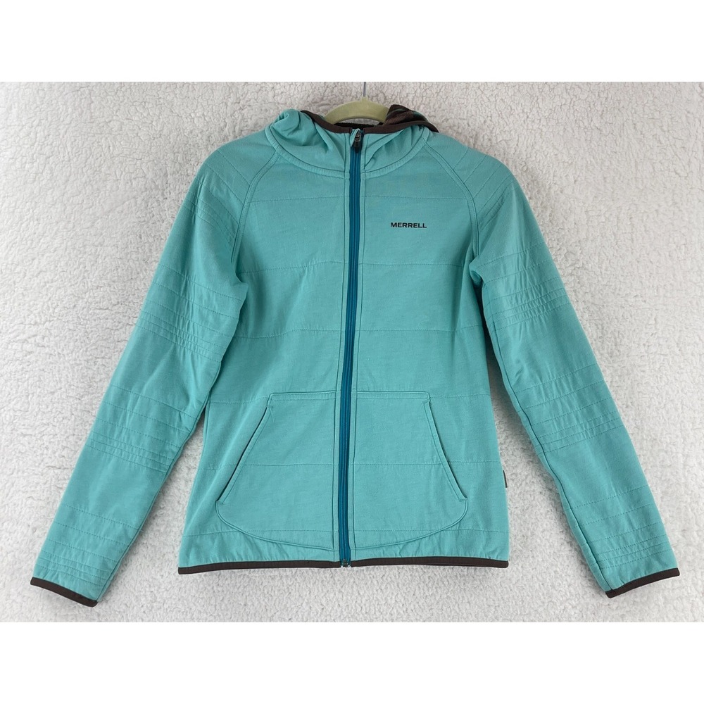 Merrell Sweater Womens Small Blue Full Zip Hooded Long Sleeve Pockets Outdoor